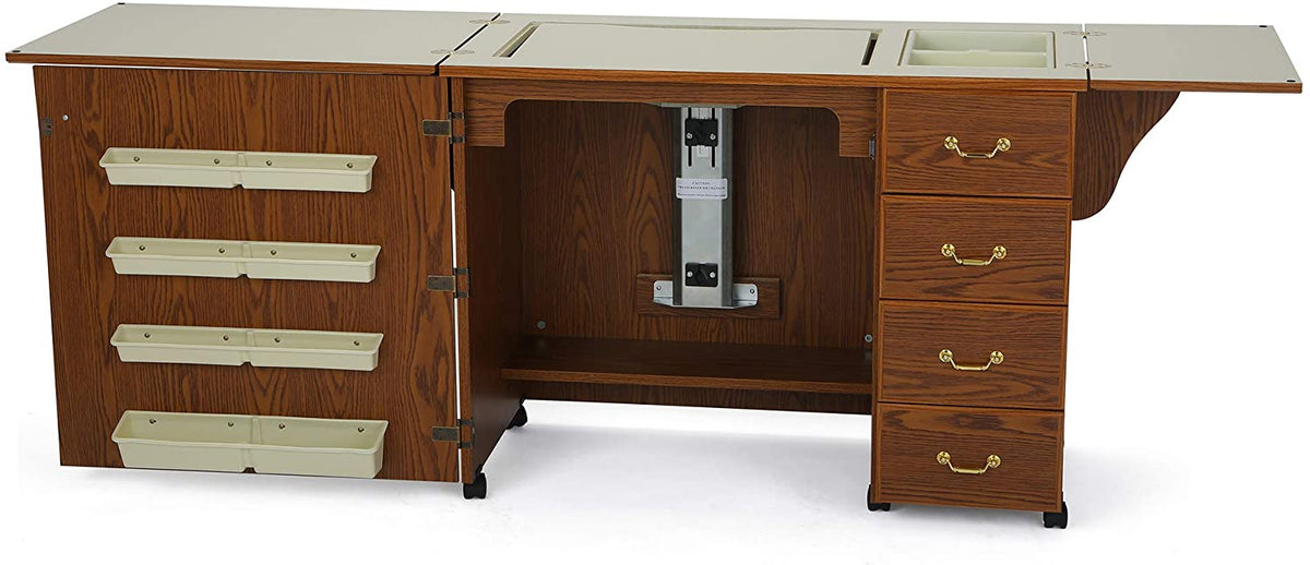 Sewing Cabinet for Sturdy Sewing. Cutting. Quilting. and Crafting with Storage and Airlift. Black Finish