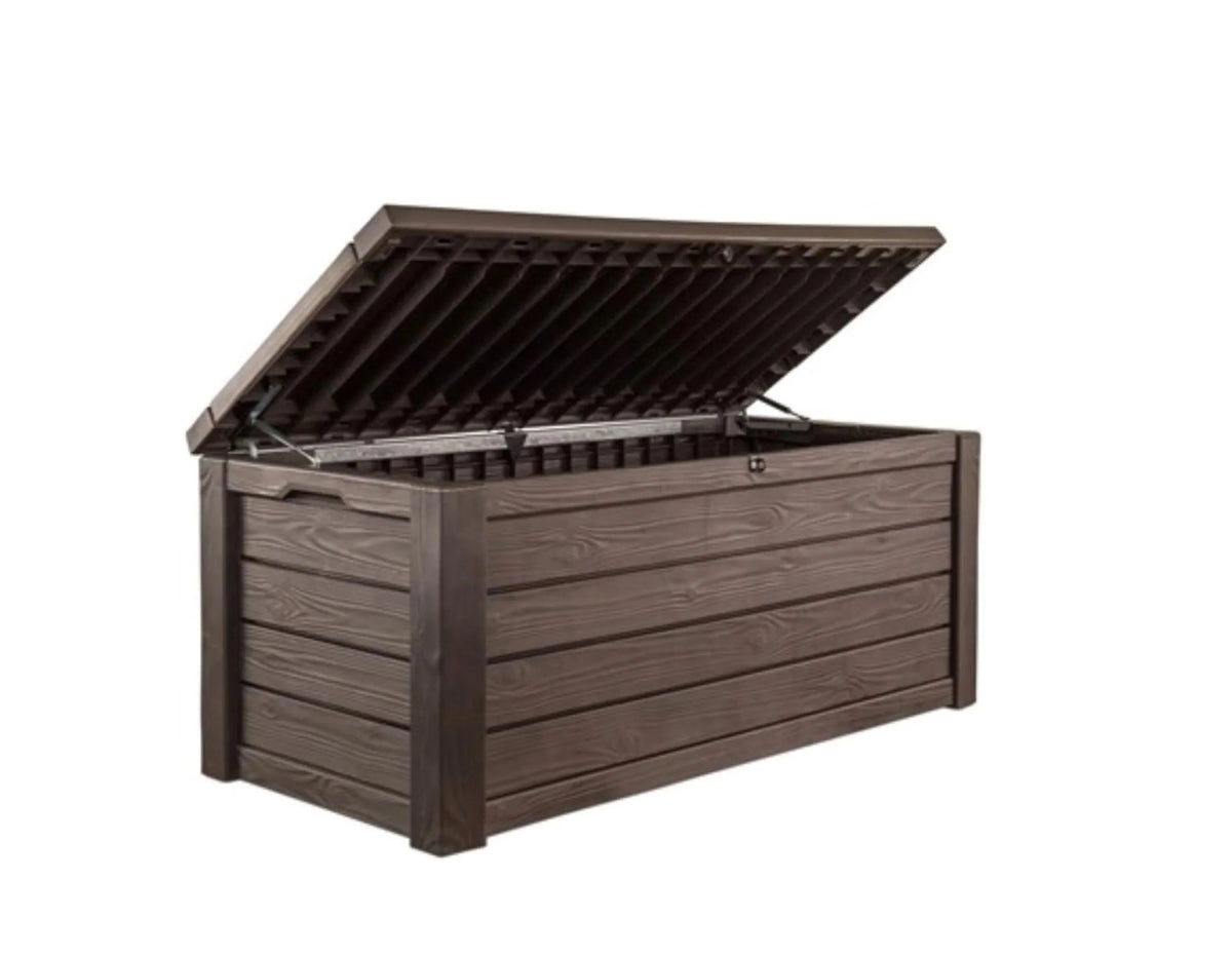 150 Gallon Outdoor Deck Box with Bench Seat. Large Storage Container for Patio. Garden. Yard and Pool Area