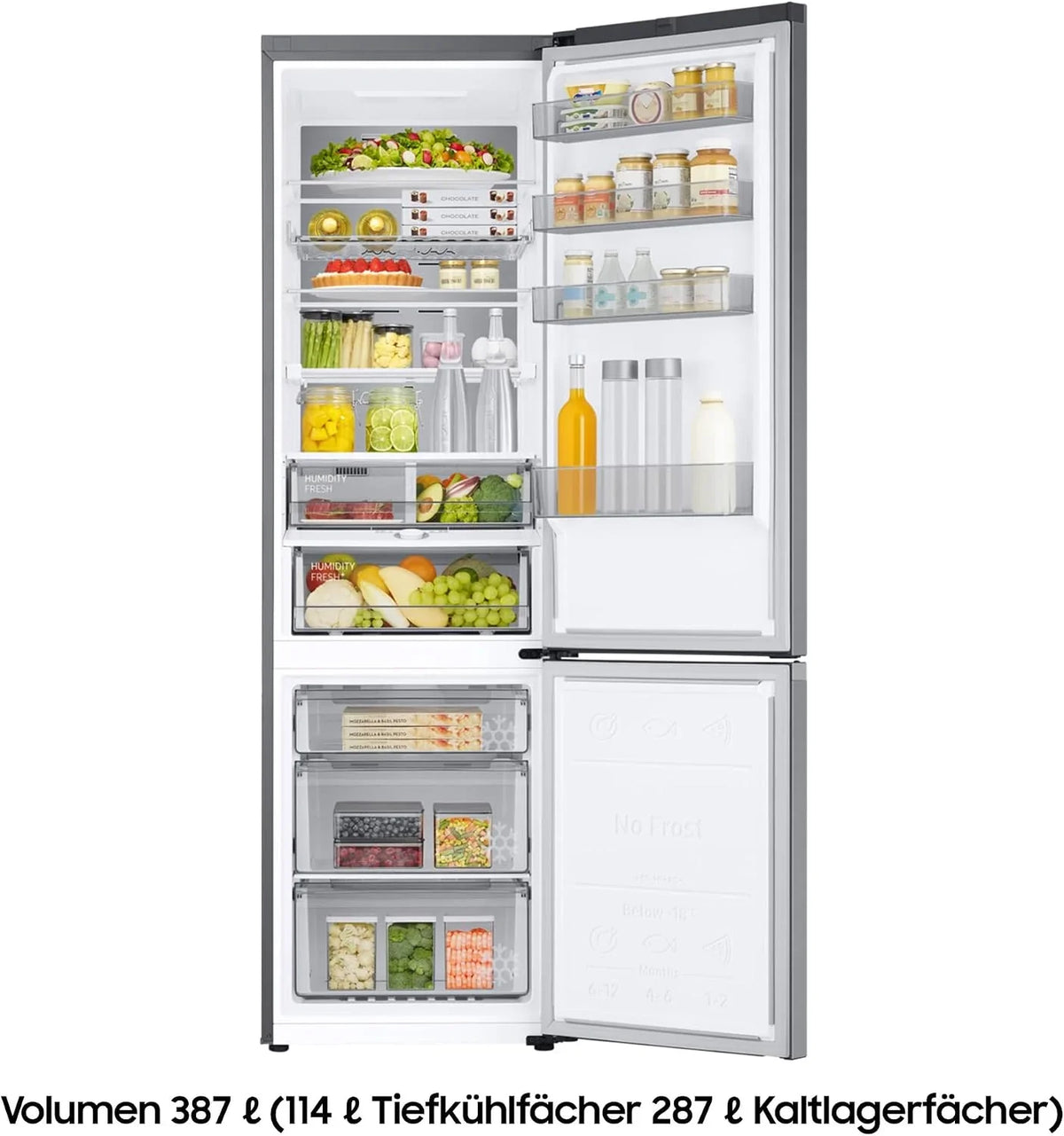 Samsung RB38C7AGWS9/EF Kühl-Gefrierkombination. 203 cm. 387 l. AI-Kühlschrank mit Gefrierfach. SmartThings AI Energy Mode. Cool Select+. Twin Cooling