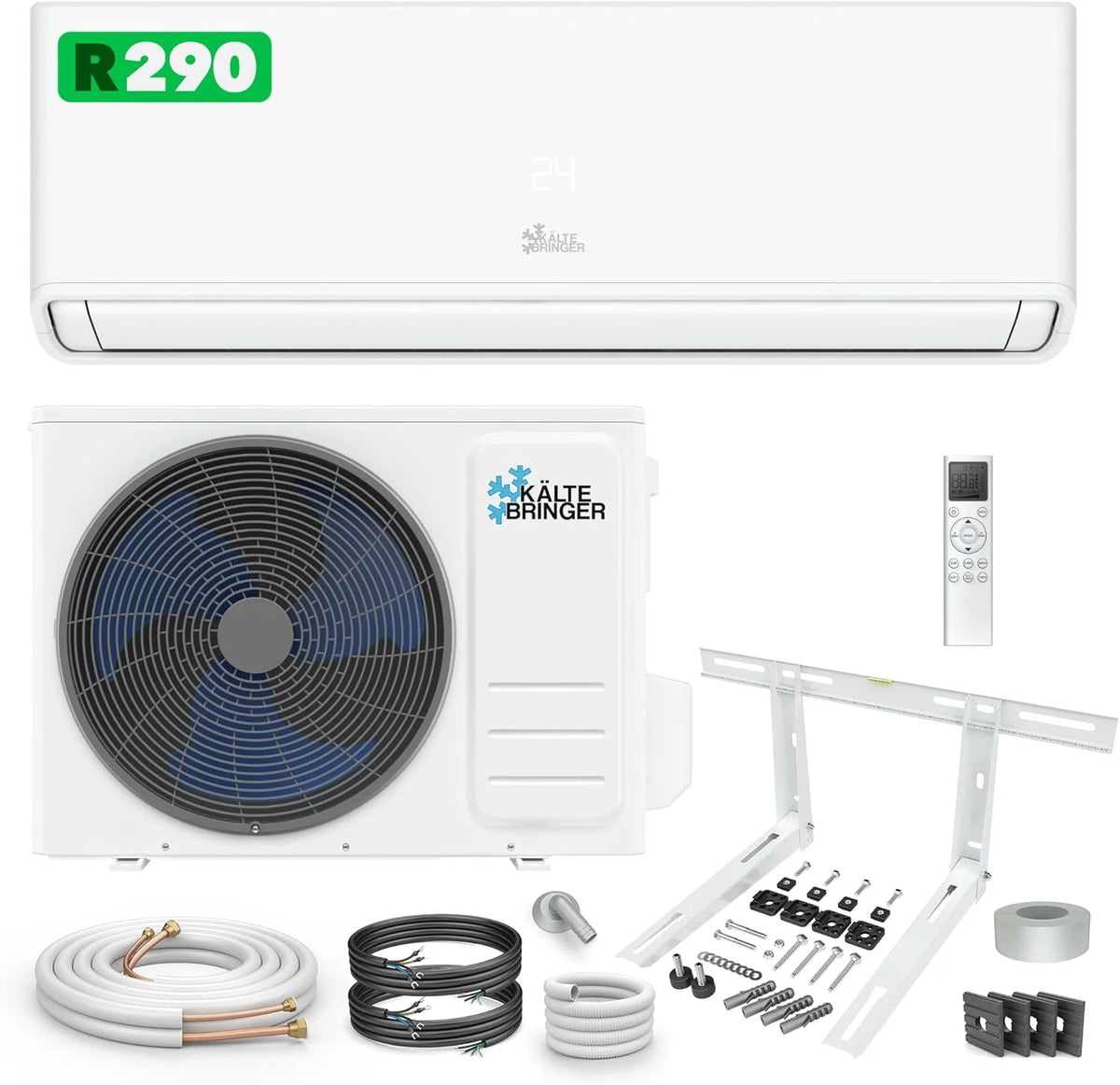 Kältebringer A+++ R290 Split Klimaanlage 12000 BTU (3.7 kW) - mit Heizfunktion. WiFi & App. bis 60m². sehr leise. 5m Kupferleitung. Kältemittel R290.