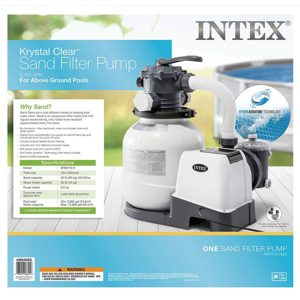 2025 Bomba Filtro de Arena para Piscinas Fuera de Tierra Intex 2100 GPH con Aspirador Automático
