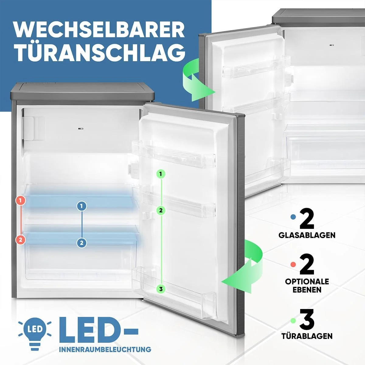Bomann Kühlschrank mit Gefrierfach klein | Kühlschrank 2 Ablagen | leise | mit 4-Sterne Gefrierfach | Kühlschrank klein mit Obst- und Gemüsefach |