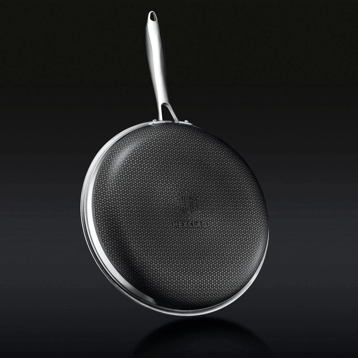 6-Piece Hybrid Stainless Steel Pan Set with Glass Lids. 8-Inch. 10-Inch and 12-Inch. Black