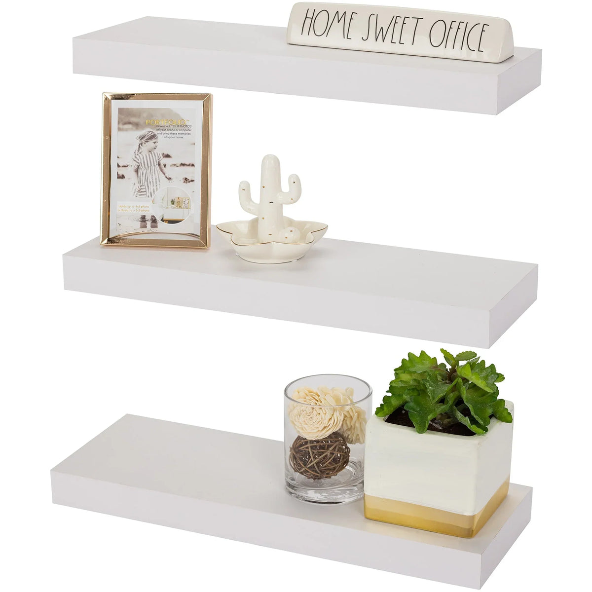 16 Inch Floating Wall Shelves. 3 Pack Farmhouse Hanging Display and Storage Shelves