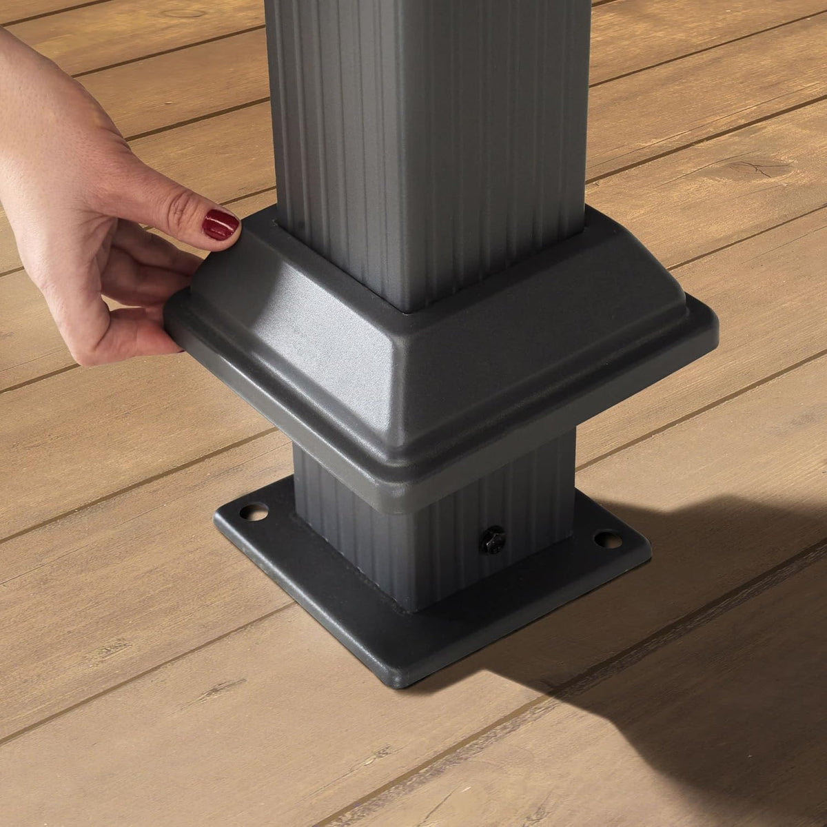 TOOLPORT Gartenpavillon 3x3 m Stahldach Hardtop 4 Seitenteile in Grau. Pfosten 9x9 cm