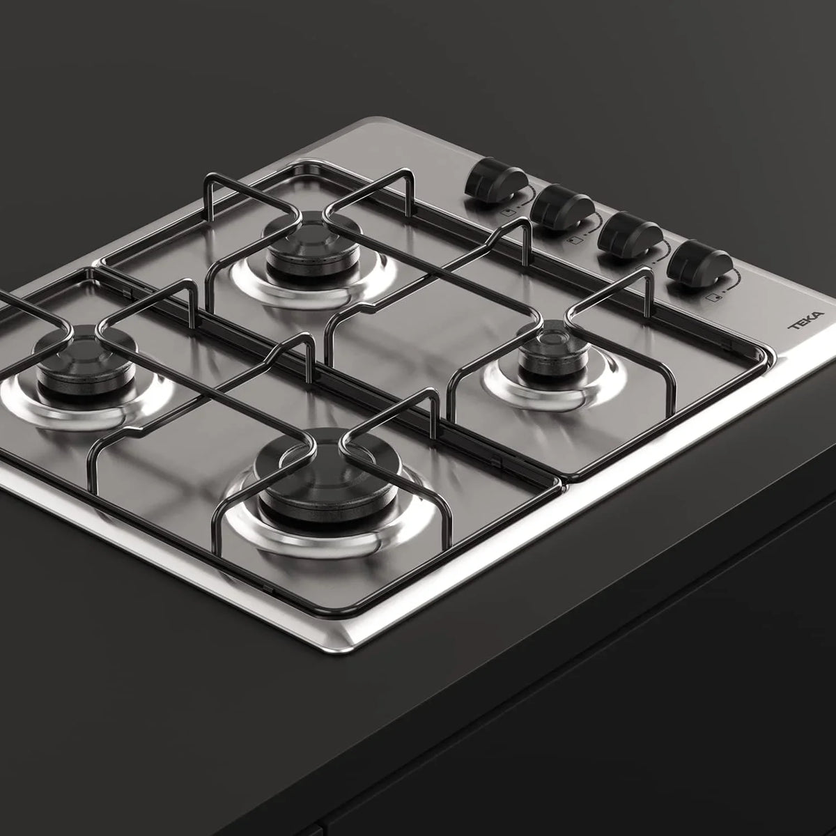 TEKA Placa de Gas Butano. 60 cm. 4 Fuegos. Mandos Ergonómicos. Seguridad Termopar. Parrillas Esmaltadas. HLX 640 KL