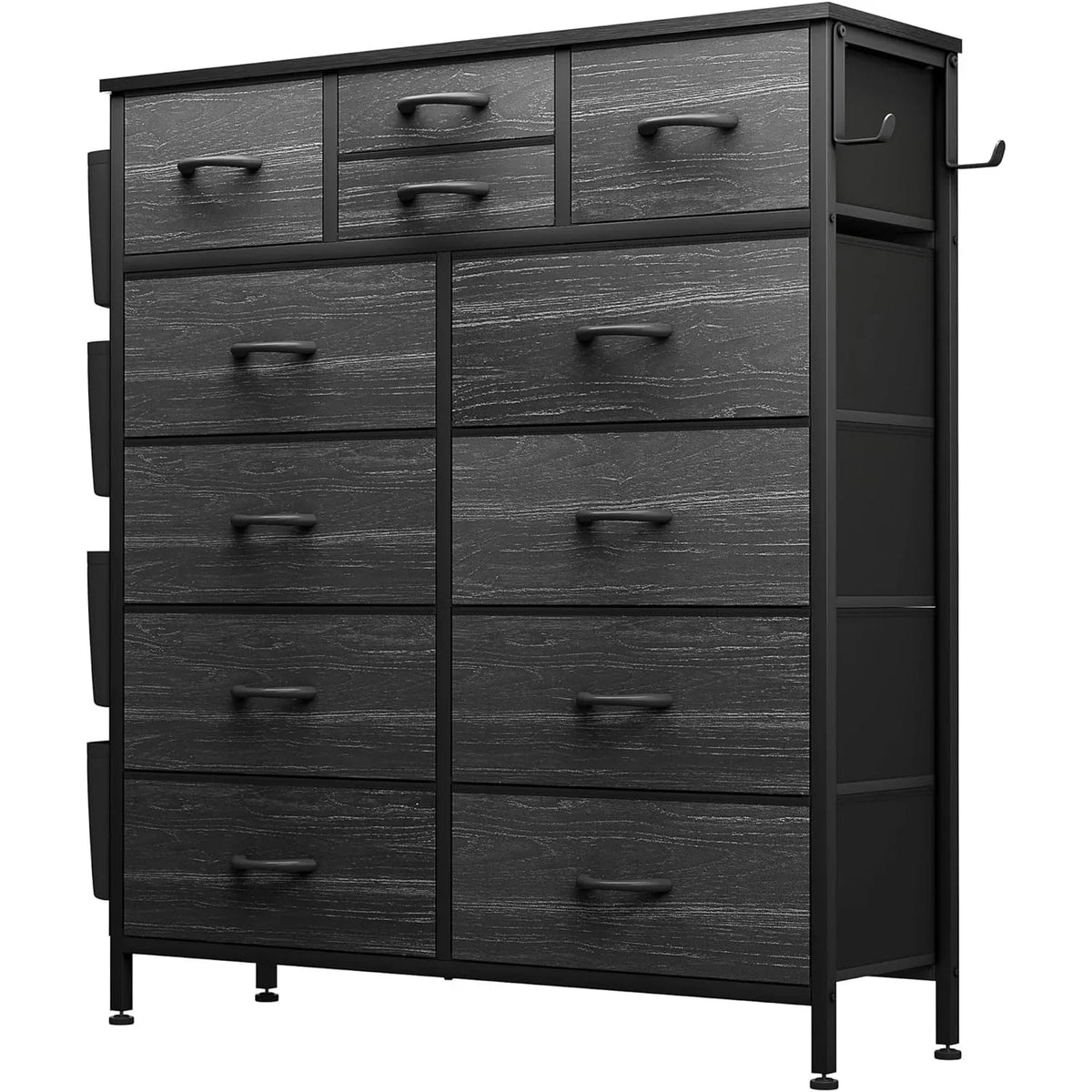 12 Drawer Fabric Dresser. Tall Bedroom Chest of Drawers with Storage