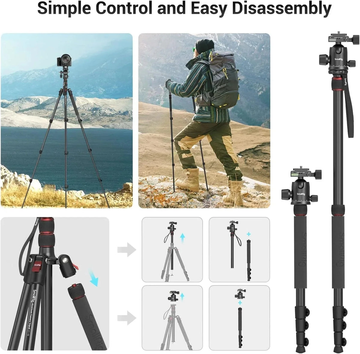 71 Foldable Aluminum Camera Tripod and Monopod. Adjustable Photography Tripod Stand for Cameras and Video
