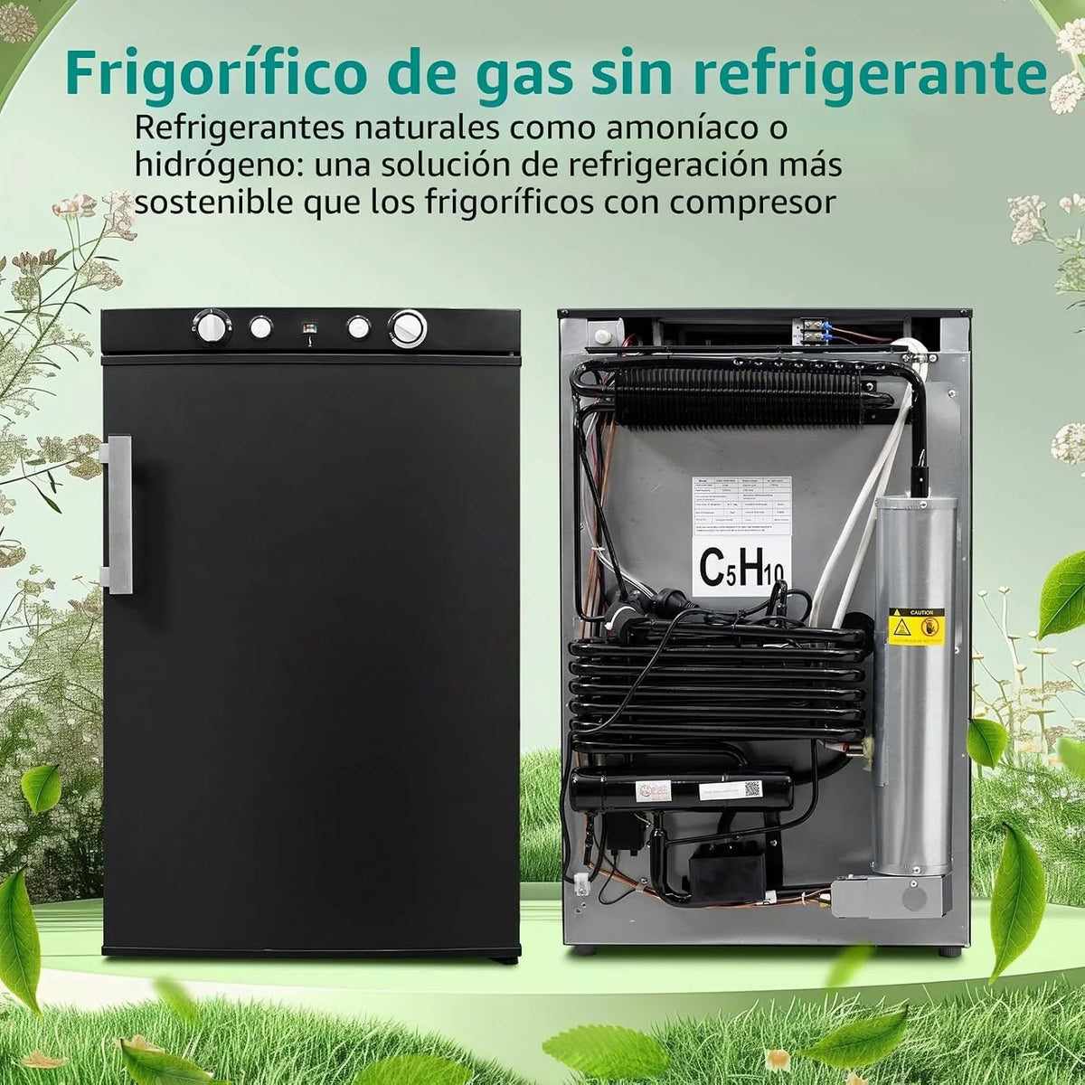 SMETA Nevera de Gas Butano. 100L con Congelador. Trivalente 12v 220v Gas. Frigorifico 12v. sin Ruido. Nevera para Furgoneta Camper Caravana