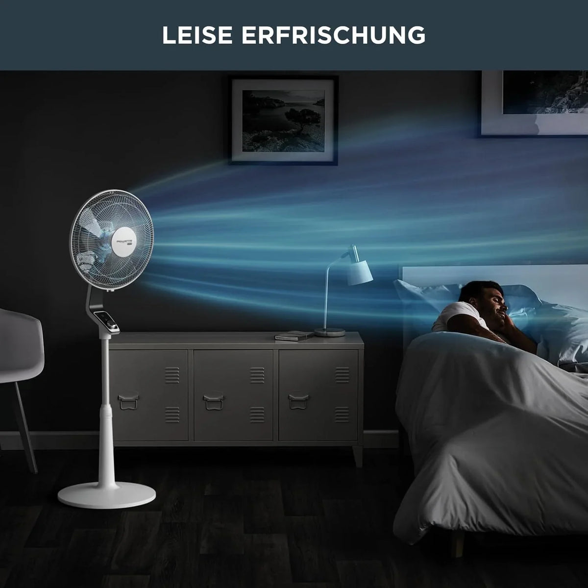 Rowenta Turbo Silence Standventilator. 45 dB(A). 72 m³/min Luftstrom. 4 Geschwindigkeiten. Silent Night & Turbo Boost. 120° Oszillation.