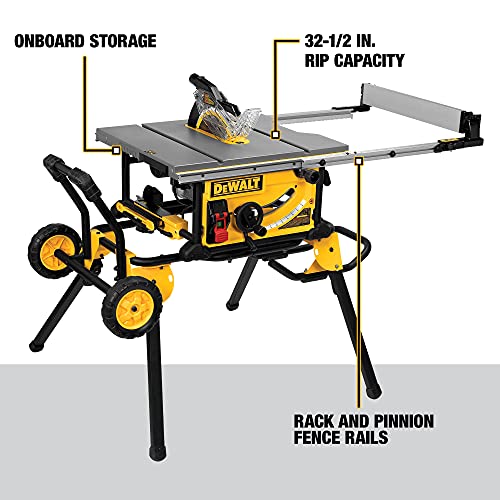 10 15A Table Saw with Rolling Stand – 32-1/2 Rip Capacity. Portable Jobsite Saw