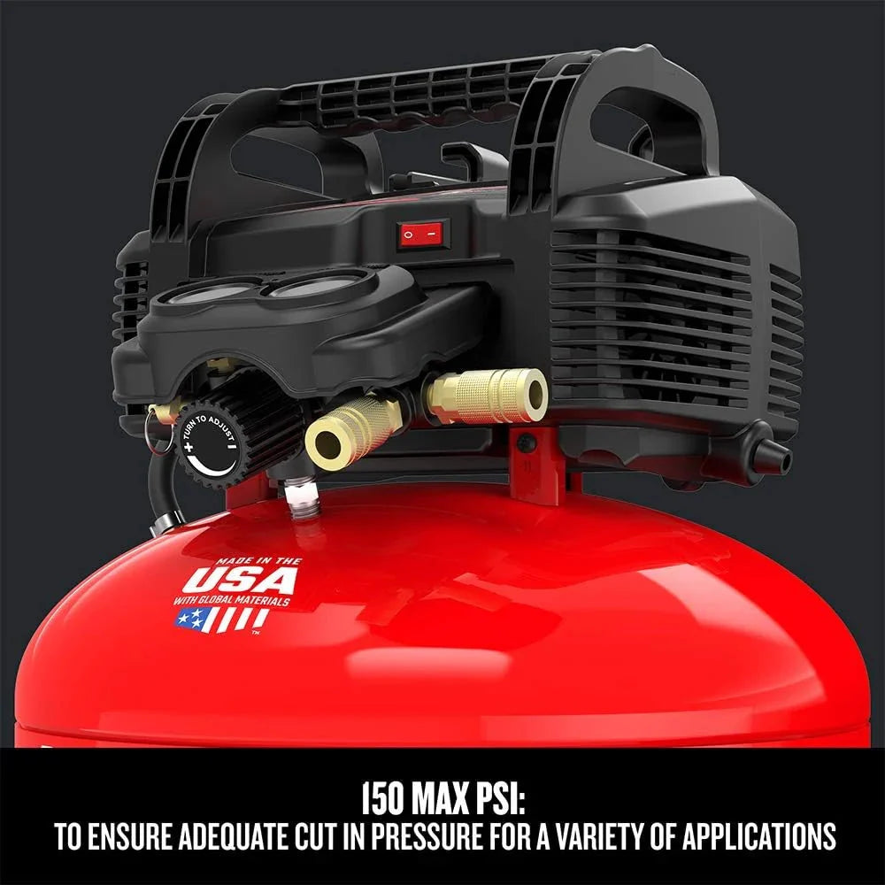 6 Gallon Pancake Air Compressor. Oil-Free Portable Compressor Kit for Garage. Workshop and DIY Projects