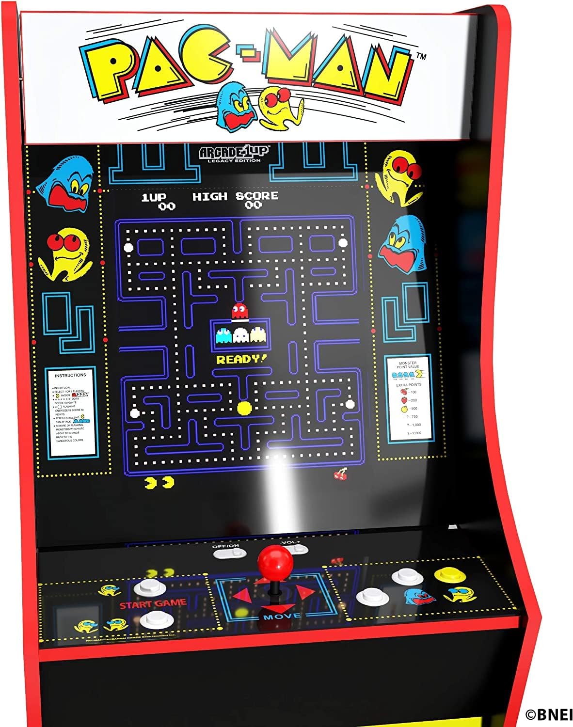 Bandai's Pac-Man classic version. featuring 12 games. and an arcade machine that is 4 feet in size.