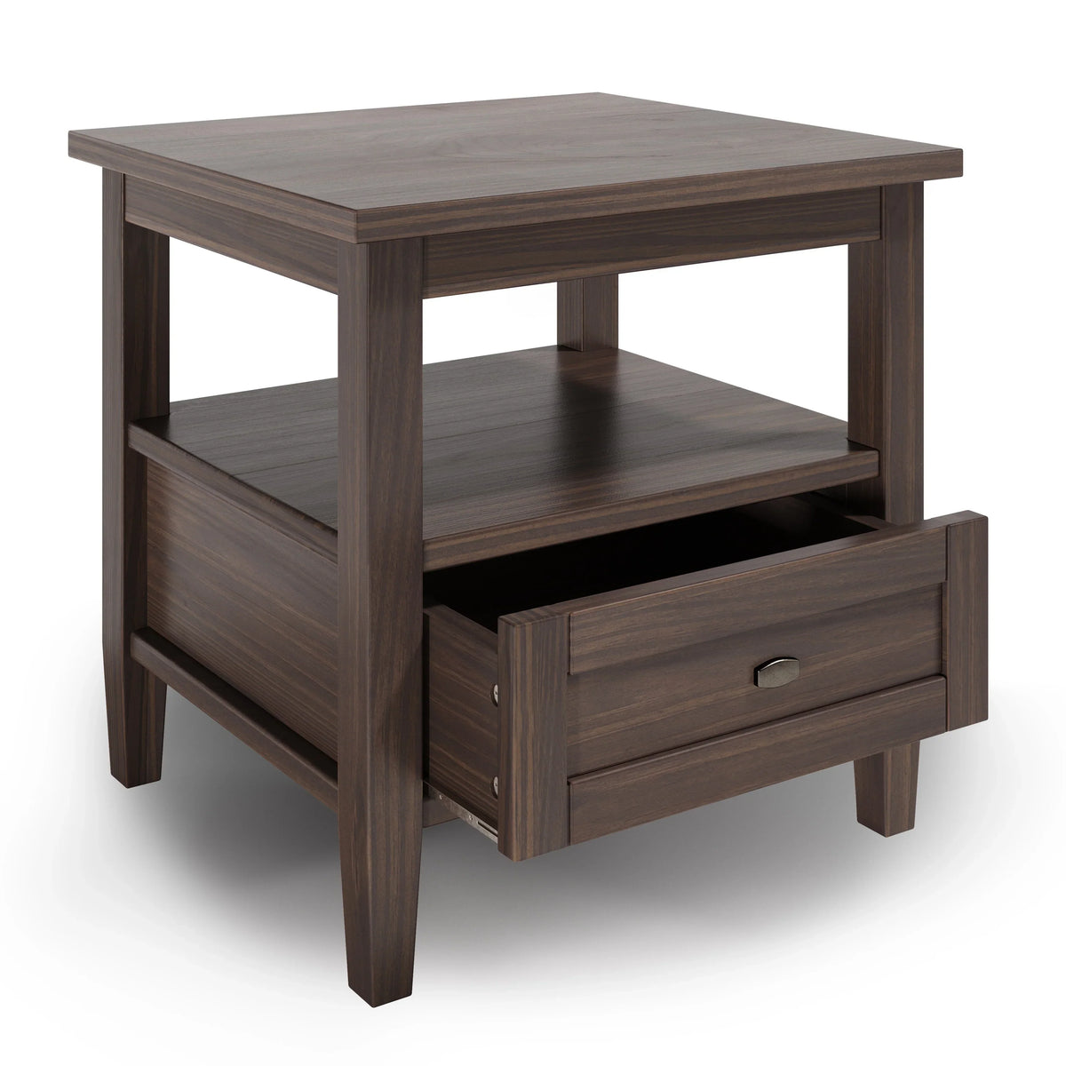20 Inch Wide Solid Wood Rectangle End Table. Transitional Side Table