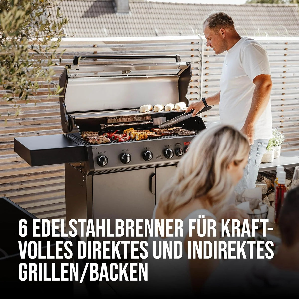 Enders Gasgrill Hyde 6 SIKR Turbo. 6-Brenner aus Edelstahl für kraftvolles direktes und indirektes Grillen. 800 °C TURBO ZONE. SWITCH GRID. Infarot-