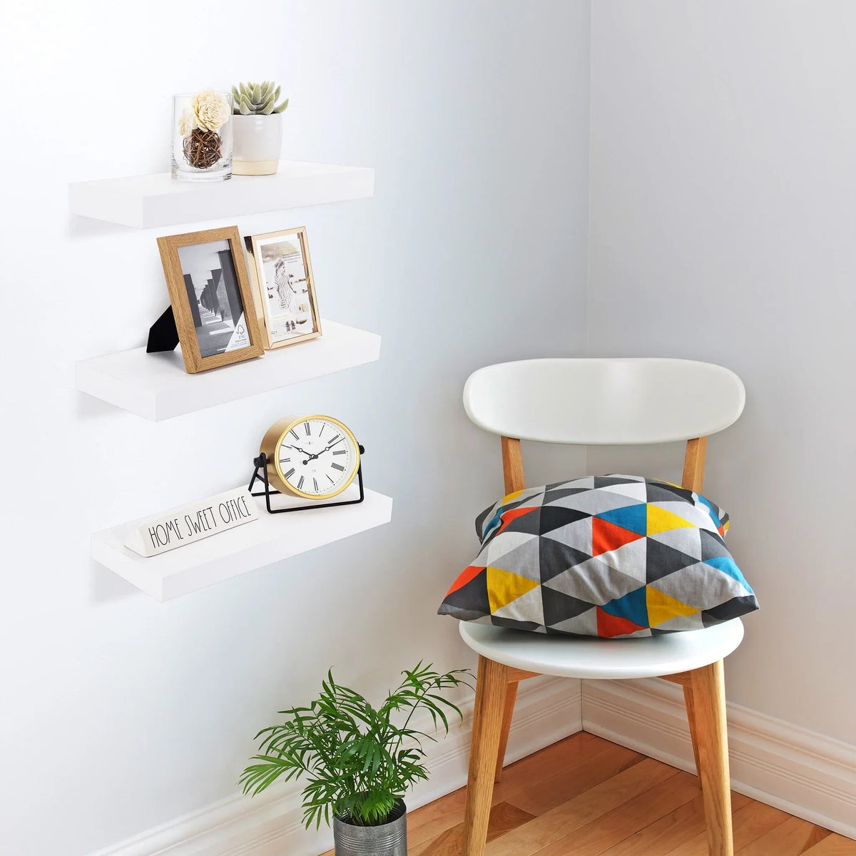 16 Inch Floating Wall Shelves. 3 Pack Farmhouse Hanging Display and Storage Shelves