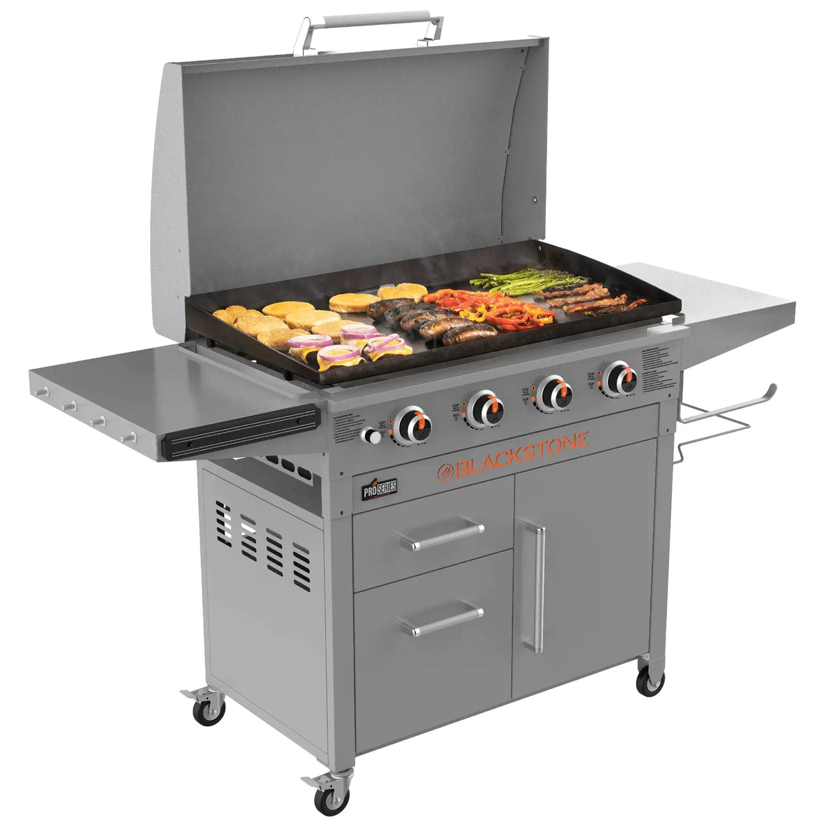 36 4-Burner Propane Griddle Station – 768 sq in Cooking Surface with Hood & Cabinet