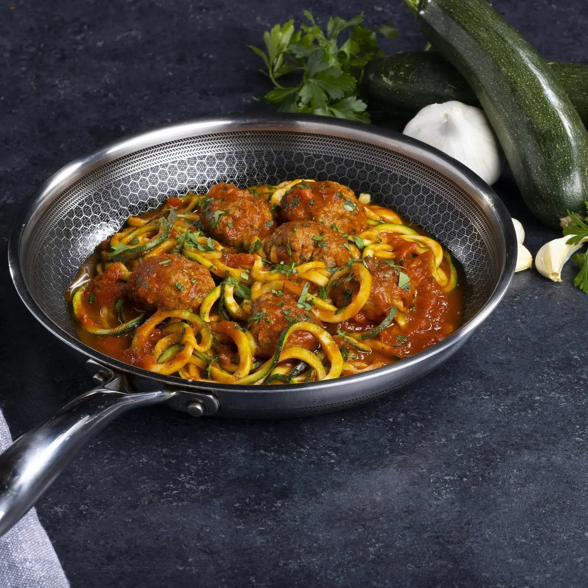 6-Piece Hybrid Stainless Steel Pan Set with Glass Lids. 8-Inch. 10-Inch and 12-Inch. Black