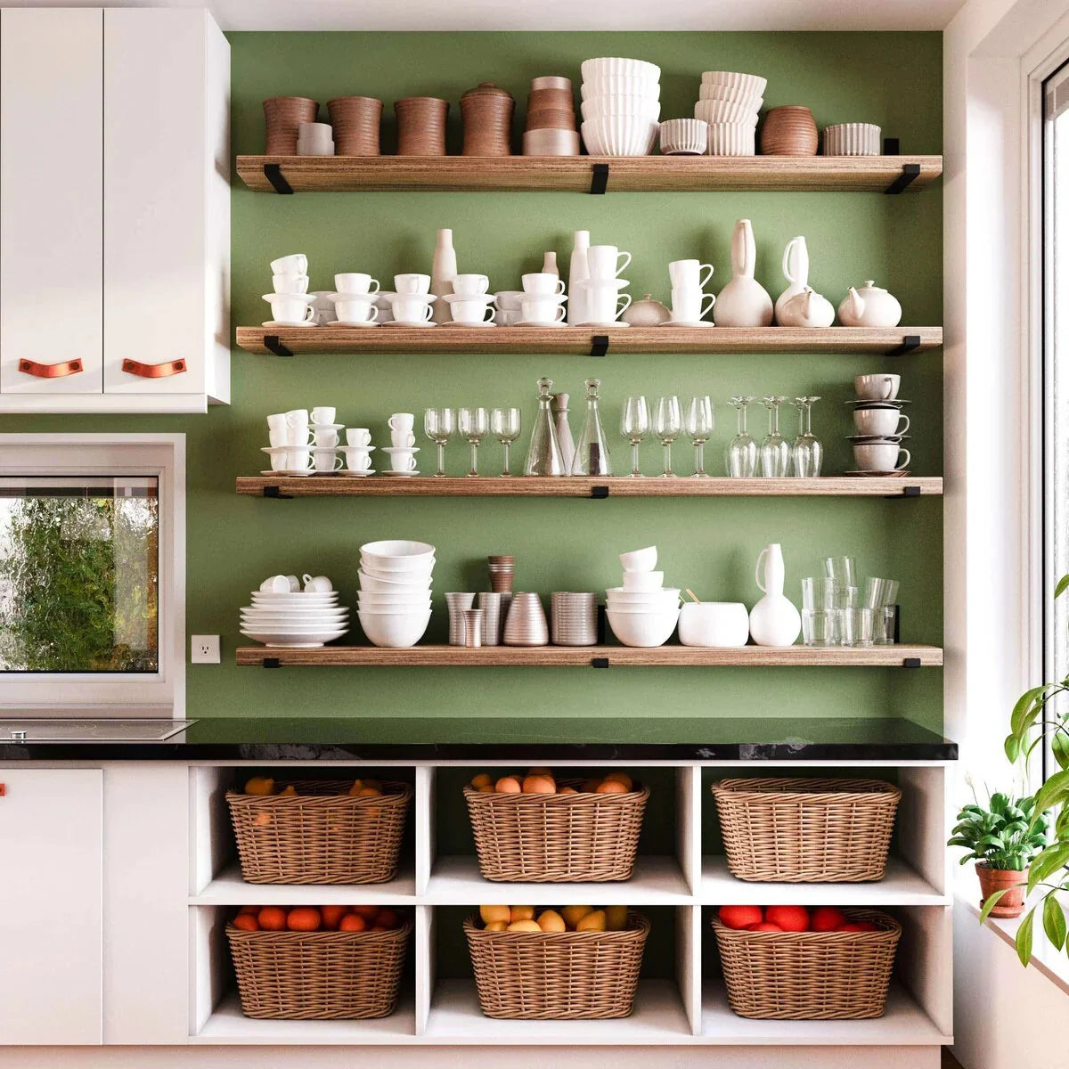 72 Inch Floating Wood Wall Shelves. Set of 2 Burnt Wood Display and Storage Shelves for Home Decor