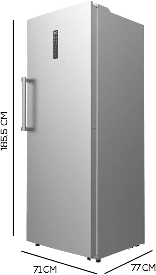 Cecotec Congelador Vertical de 380L Bolero CoolMarket UF 380 inox D. 1950W. Motor Inverter Plus. Bajo Consumo. Total No Frost. Display door.