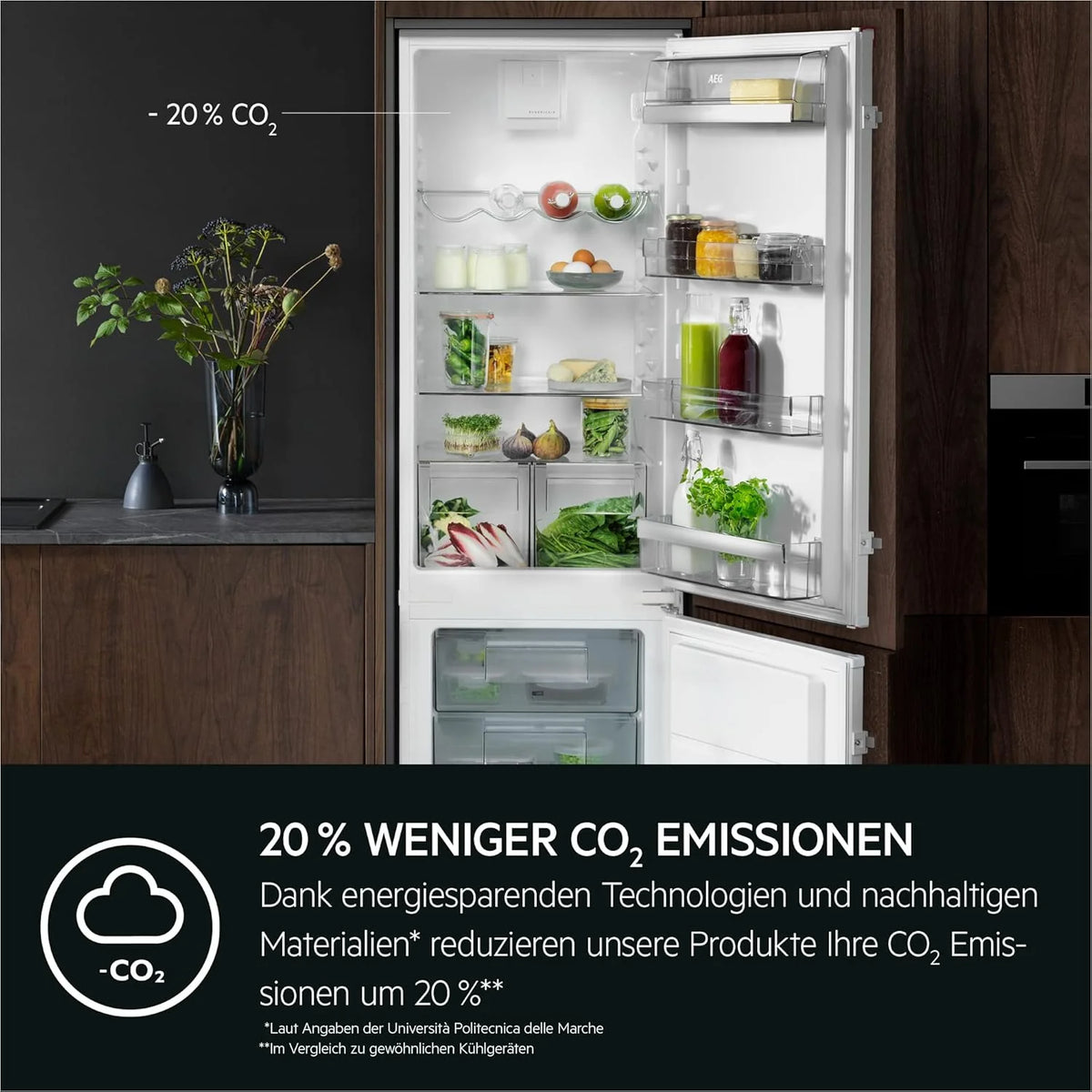 AEG Einbau-Kühl-Gefrier-Kombination 178cm. von Stiftung Warentest mit Gut (2.0) Bewertet. Serie 8000: 360°Cooling Optimale Luftfeuchtigkeit. Kühl- (