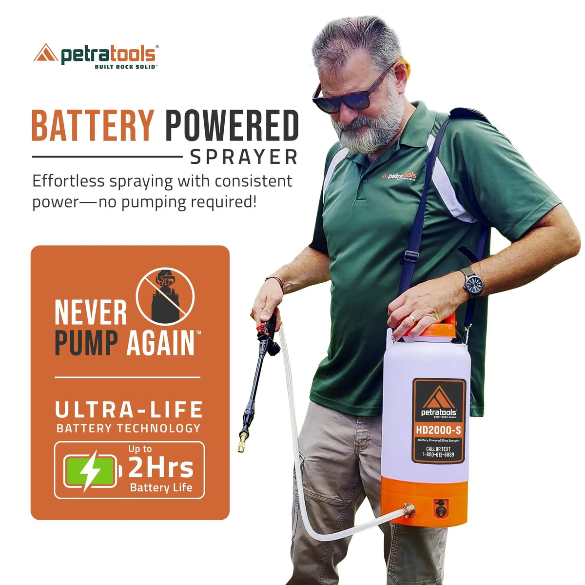 2 Gallon Battery Powered Sprayer. Rechargeable Cordless Electric Pump Sprayer for Garden. Lawn and Outdoor Use