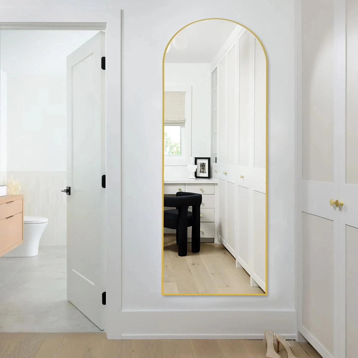 64x21 Full Length Floor Mirror. Large Full Body Aluminum Alloy Frame Standing Mirror with Stand and Wall Mount Option