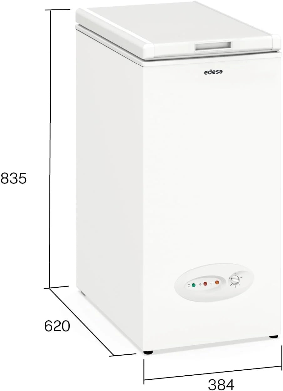 Edesa Congelador Horizontal EZH-0611. Altura 0.84 m. Termostato Ajustable. Fácil Limpieza. Alarma Integrada. Bajo Nivel Sonoro. Gran Capacidad 59 l.