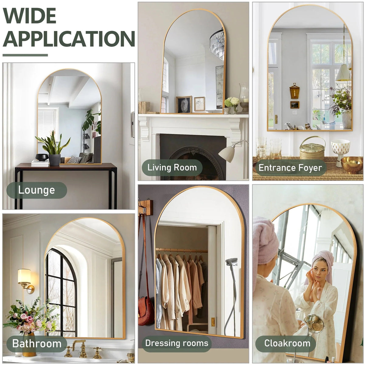 2 Pack 36x24 Inch Arched Bathroom Vanity Mirrors. Wall Mounted Decorative Mirrors for Bathroom and Bedroom