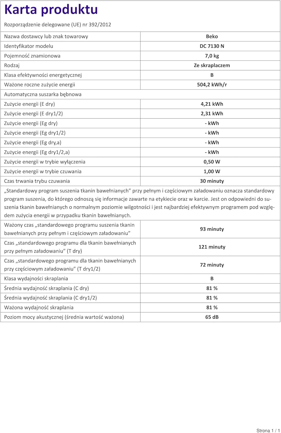 Beko DC 7130 N b100 Kondenstrockner. 7 kg. Elektronische Feuchtemessung. Automatischer Knitterschutz. AquaWave-Schontrommel. 15 Programme. Express