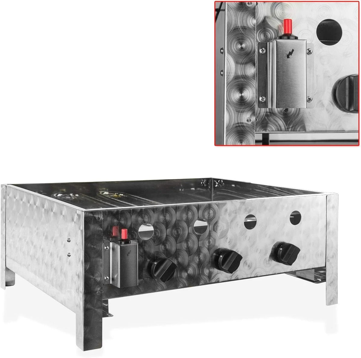 DEMA Gasbräter mit 3 Flammen – Leistungsstarker Gastrobräter für Grill & Outdoor-Küche – Ideal für Camping & Events