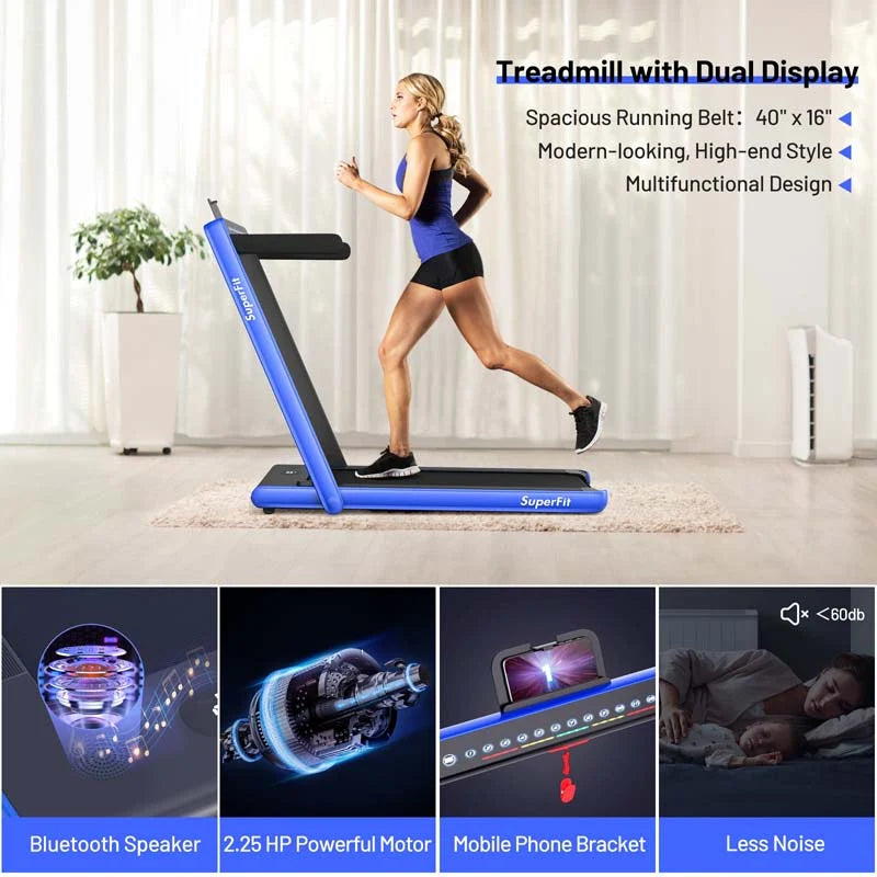 2-in-1 Folding Electric Treadmill. 2.25 HP. Under-Desk. with Dual Display and Smart App Control