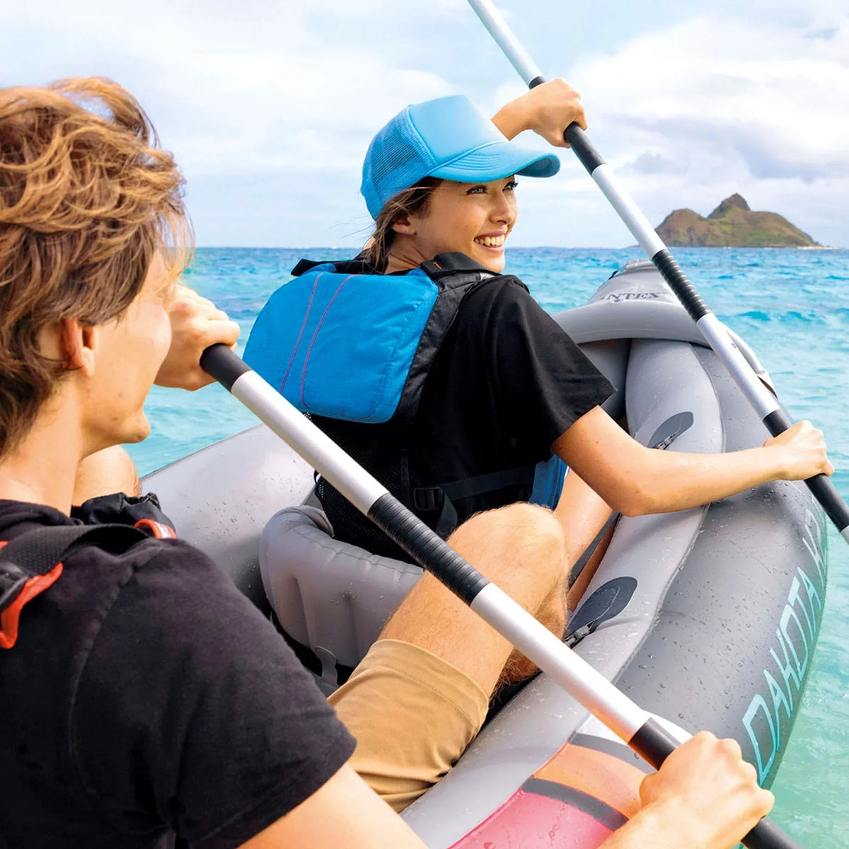 2025 Intex Dakota K2 Kayak inflable de vinilo para 2 personas. con remos y bomba – Caja abierta
