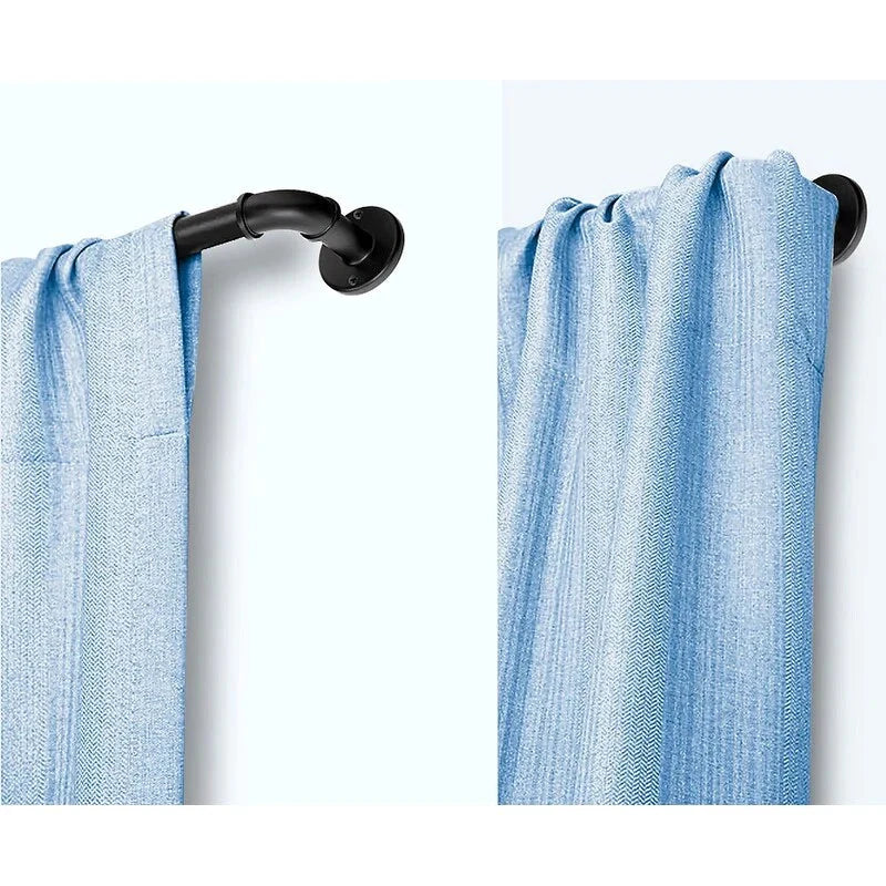 1 Inch Industrial Curtain Rods for Windows. Blackout Wrap-Around Rods. Rustic Matte Black