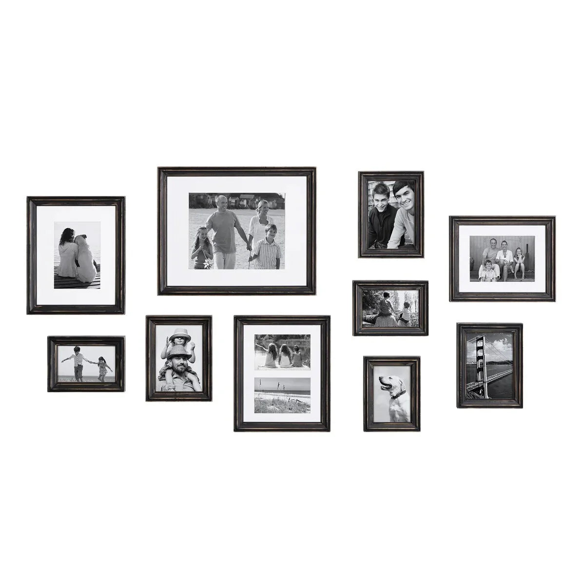 10-Piece Wood Gallery Wall Picture Frame Set. Decorative Photo Display Frames for Living Room. Bedroom and Home Decor