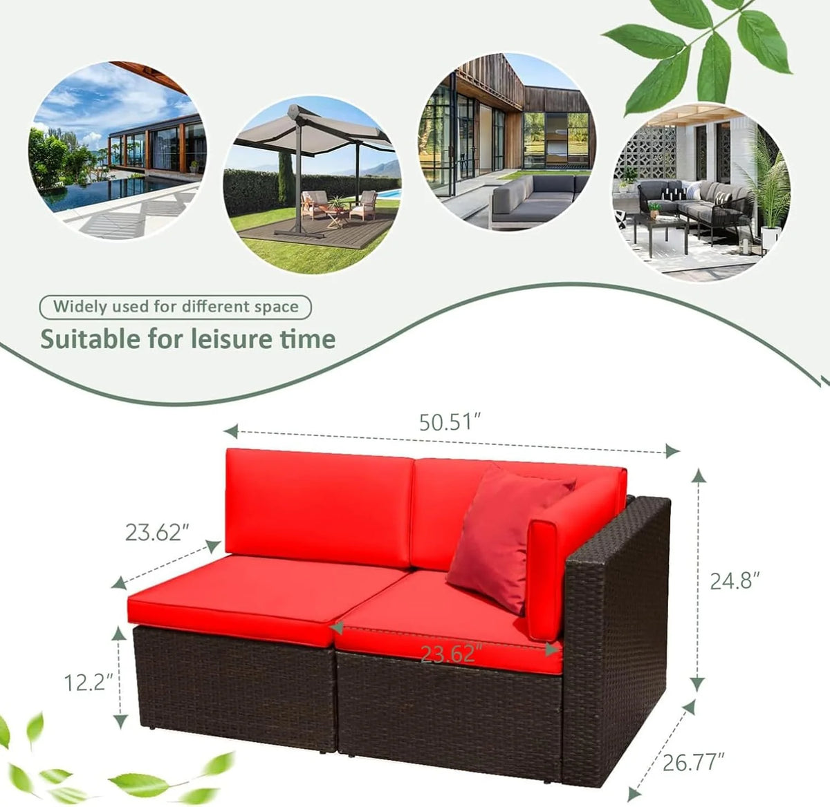 5-Piece All-Weather Patio Furniture Set with Cushions. Outdoor Wicker Conversation Sofa Set for Garden. Deck & Backyard
