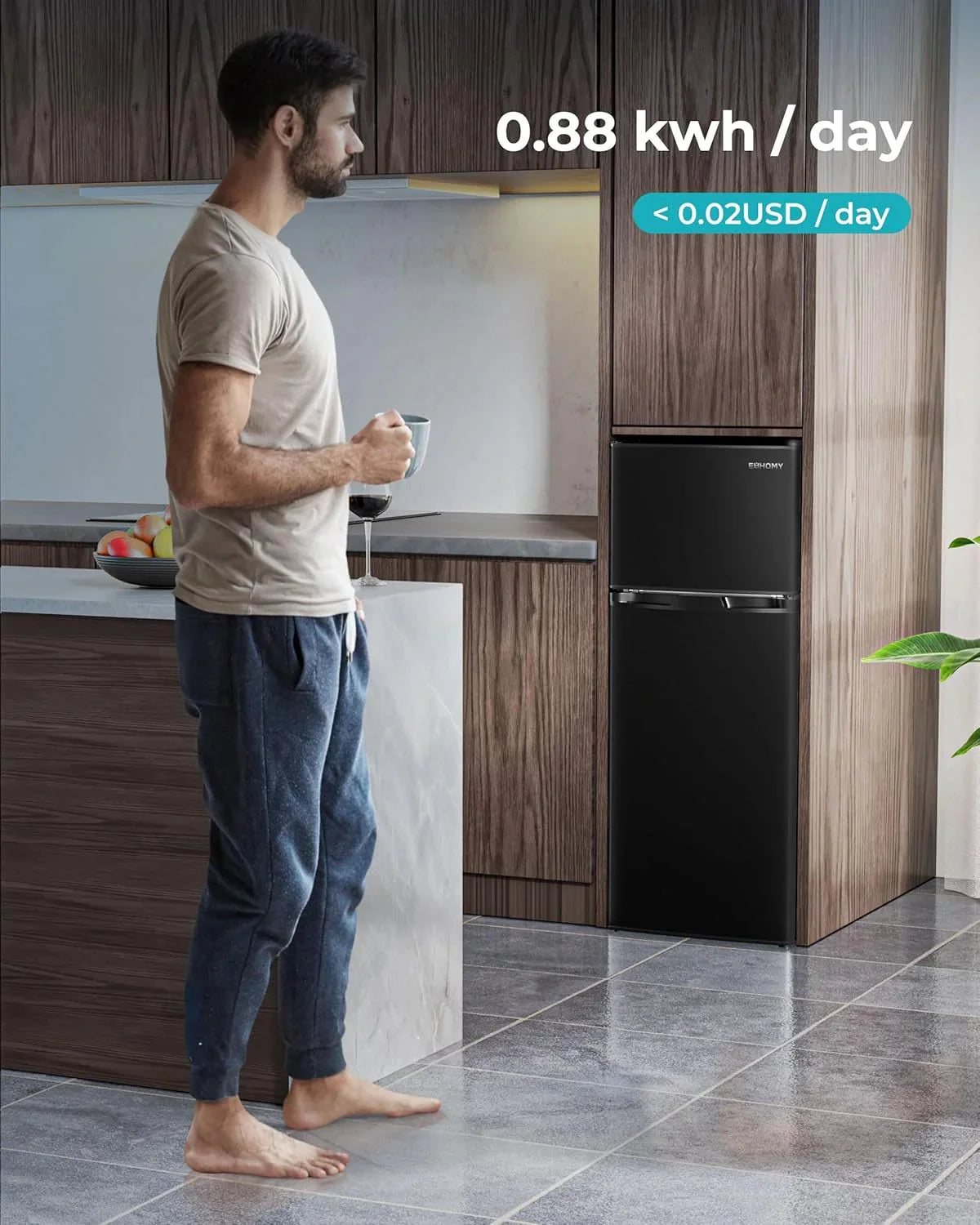 3.2 Cu. Ft. 2-Door Mini Fridge with Freezer. Compact Refrigerator. Silver
