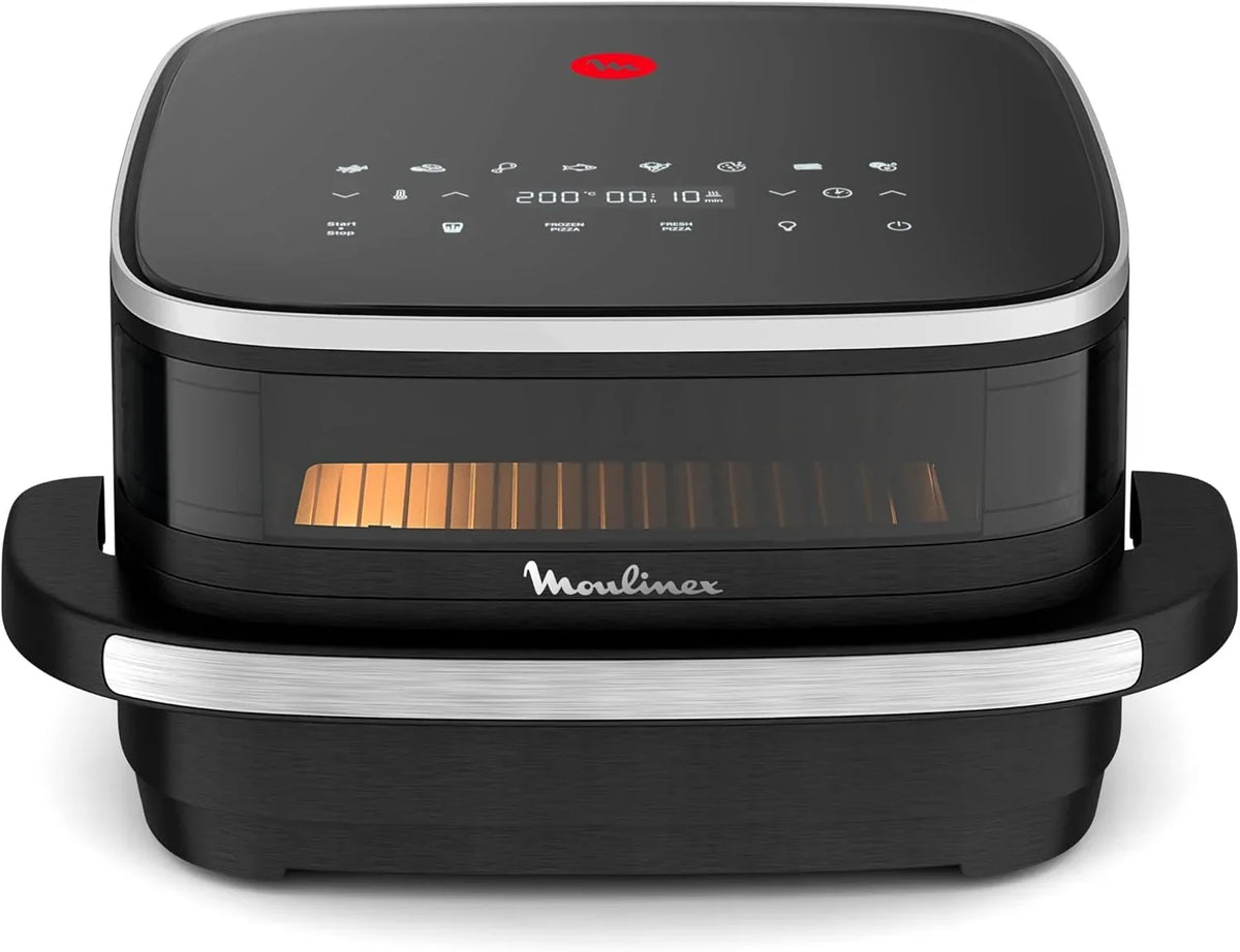 Moulinex Freidora de Aire Easy Fry XL Surface. 2200 W. Doble Resistencia. Cocción Uniforme. Cesta Ancha. 10 Programas Automáticos. Horno para Pizzas.