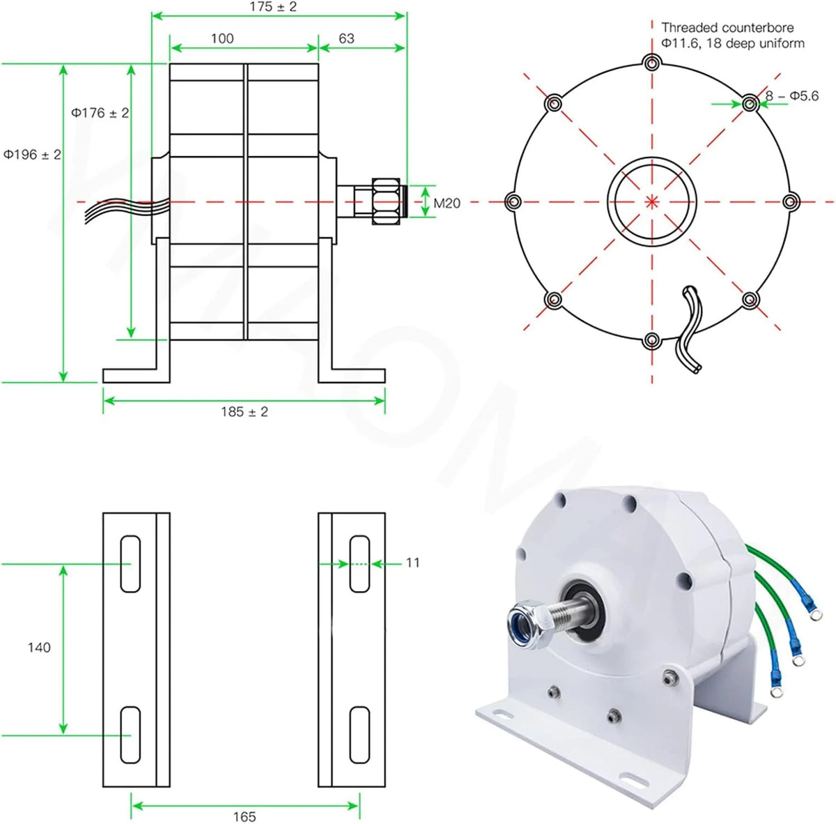 12.000W Low-RPM Permanent Magnet Generator. 12V/24V/48V/120V/220V Gearless Generator Motor for Wind Turbine. Water Turbine and DIY Power Generation