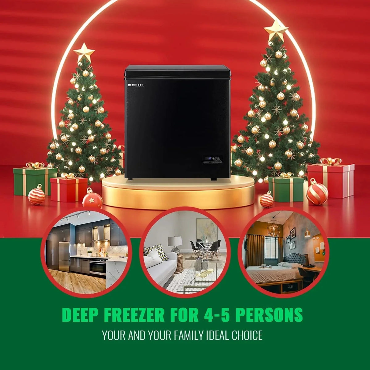 5.0 Cu. Ft. Chest Freezer with 2 Removable Stainless Steel Baskets. Electronic Control. 41°F to -15°F. Black