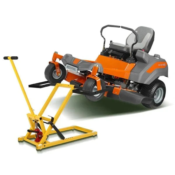 Lawn Mower Lift with Hydraulic Jack. 26 Inches Lawn Mower Lift. Welded Solid Steel Construction. Weight Capacity 500 LBS. for Riding Lawn Mowers