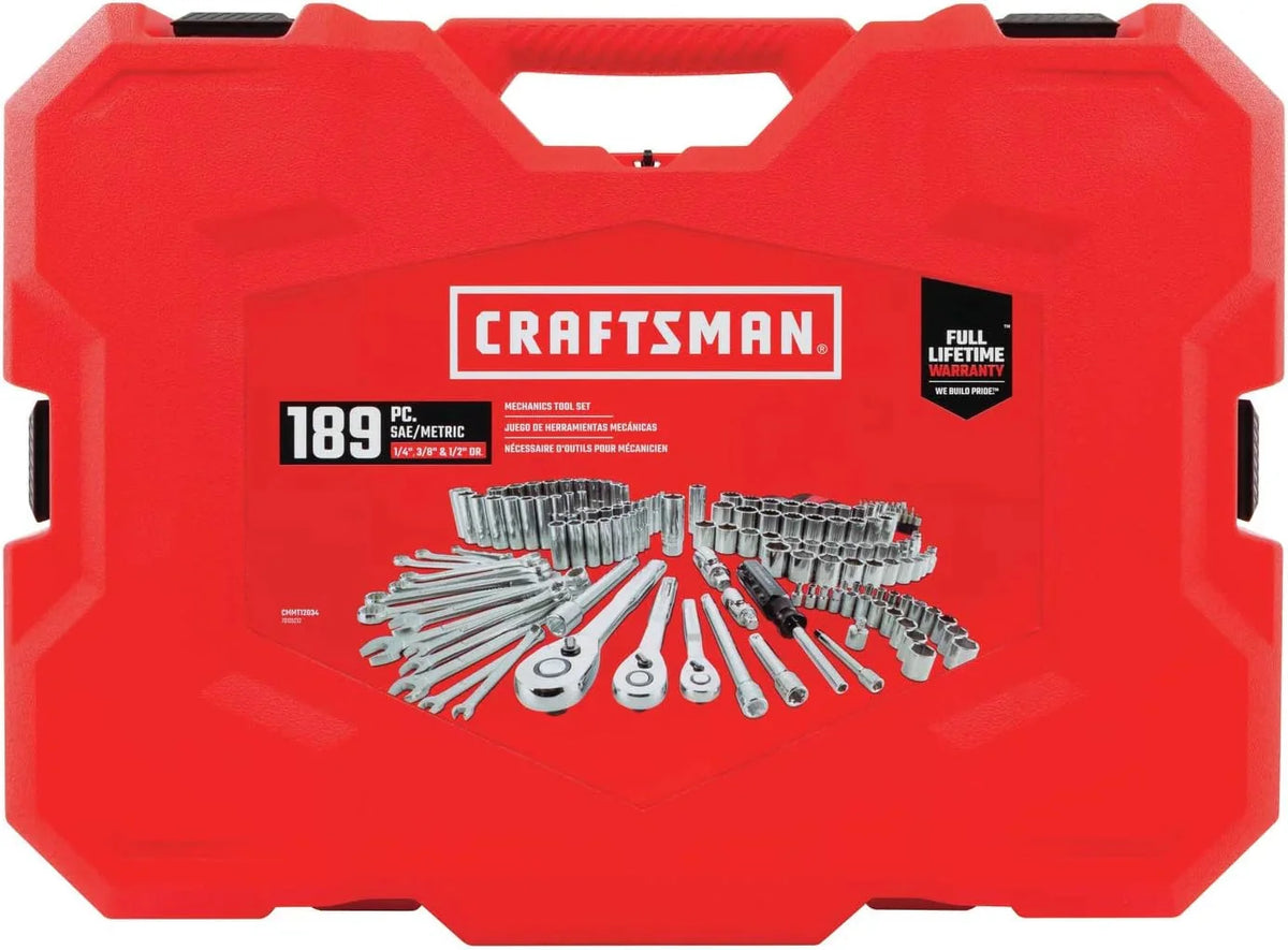 189-Piece Mechanics Tool Set. 1/4-Inch and 3/8-Inch Drive