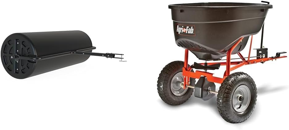 18 x 48 Tow Behind Poly Lawn Roller 550 lbs Weight with Water. Poly Drum and Steel Frame. with Plug. Designed for Lawn and Garden Tractors