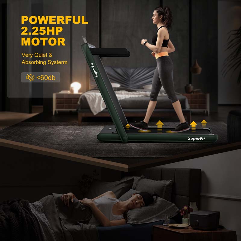 2-in-1 Folding Electric Treadmill. 2.25 HP. Under-Desk. with Dual Display and Smart App Control