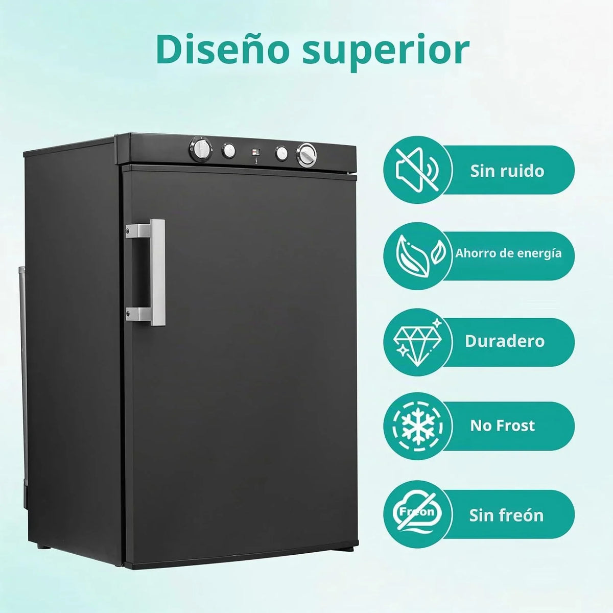 SMETA Nevera de Gas Butano. 100L con Congelador. Trivalente 12v 220v Gas. Frigorifico 12v. sin Ruido. Nevera para Furgoneta Camper Caravana