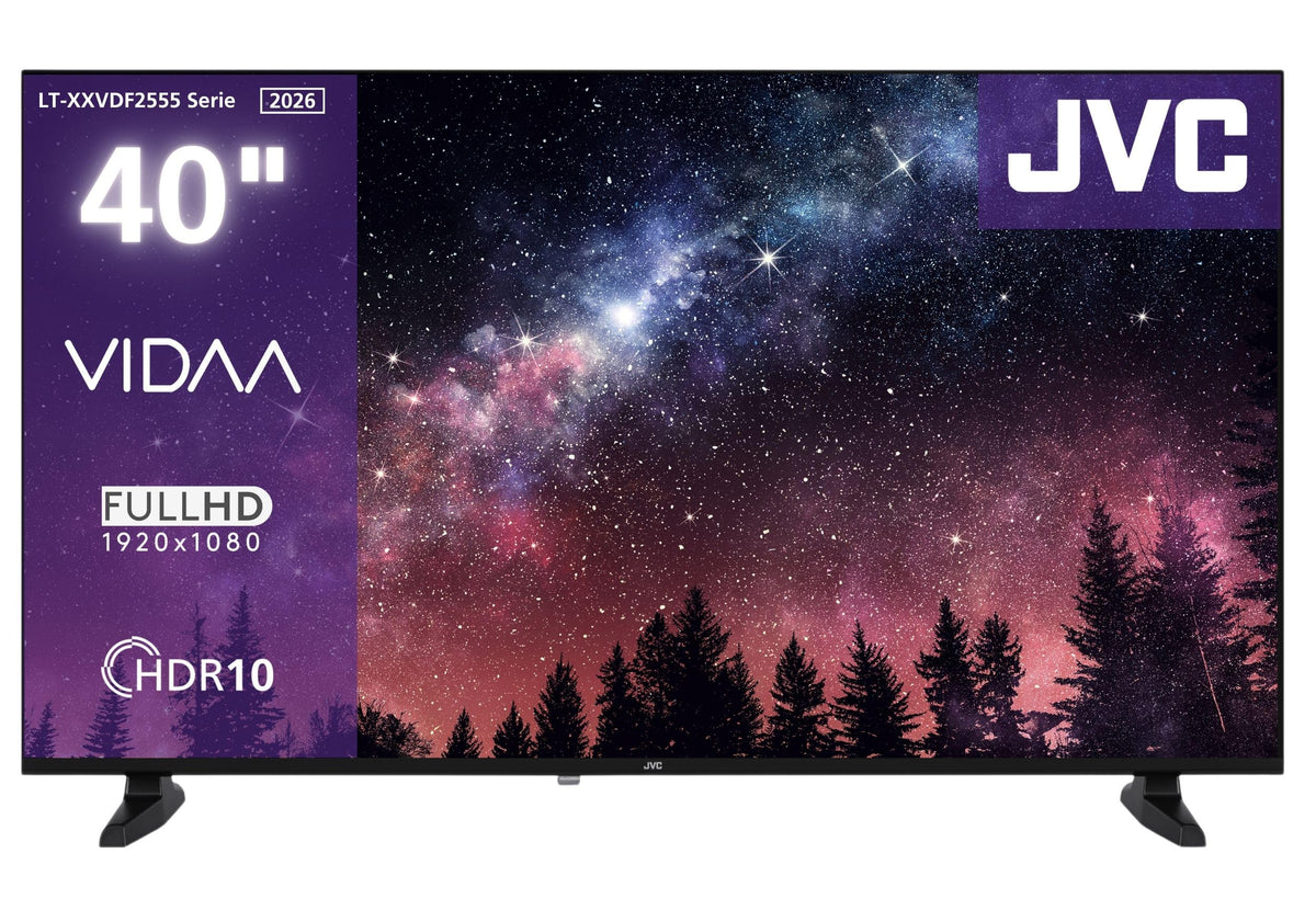 JVC Fernseher 40 Zoll Smart TV VIDAA Full HD HDR Fernseher mit 100 cm Bildschirmdiagonale und integriertem Triple-Tuner. LED TV LT-40VDF2555 (2026)