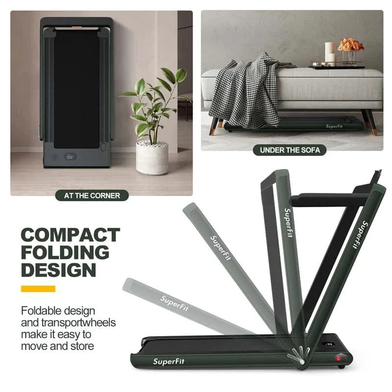 2-in-1 Folding Electric Treadmill. 2.25 HP. Under-Desk. with Dual Display and Smart App Control